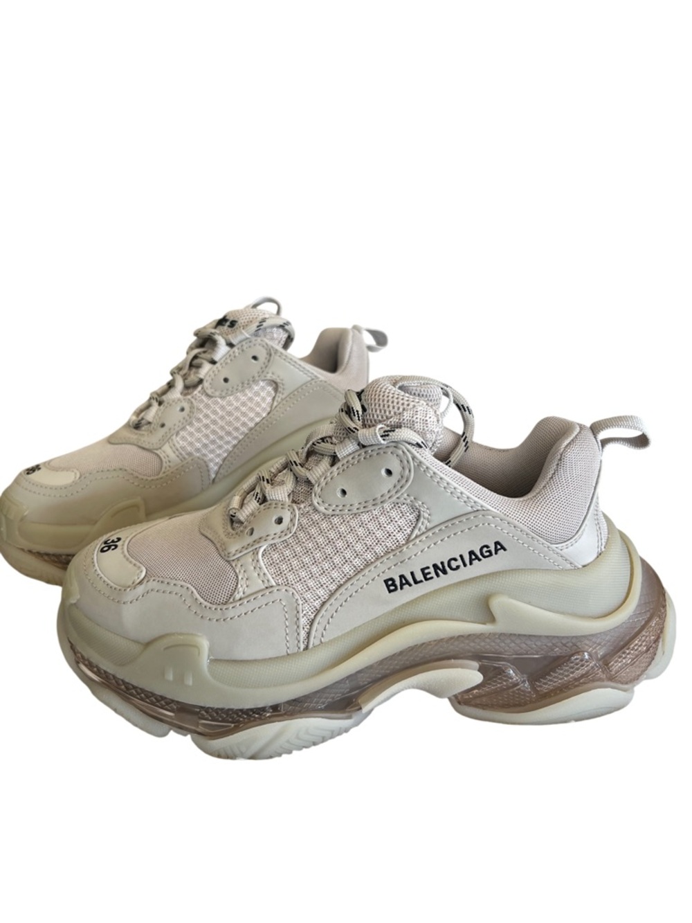 Balenciaga Women's Chunky Sneakers in Cream and Beige EU 36